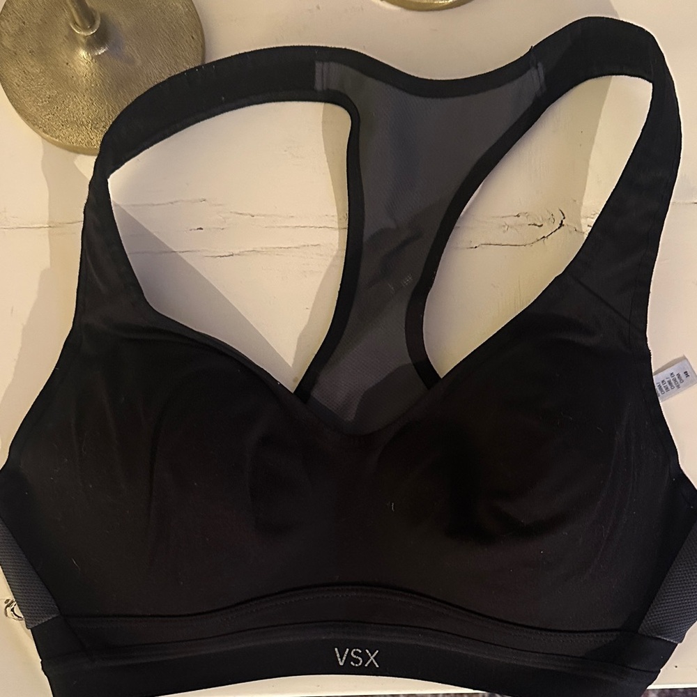 VSX Victoria’s Secret Black Racerback Mesh-Back Sports Bra